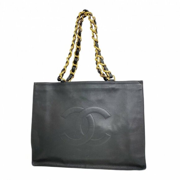 Authentic CHANEL Jumbo XL Shopping Tote Timeless Classic Black Lambskin Vintage - Picture 3 of 14